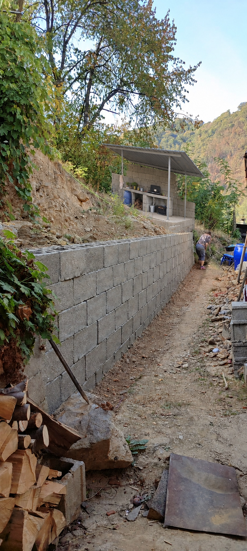 Traseul scărilor, cu acces pe terasă și continuare spre grădină